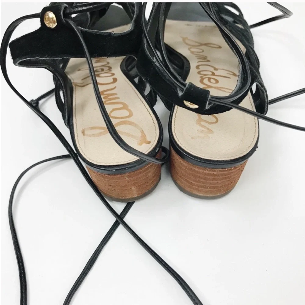 Sam Edelman Black Almira Lace Up Heeled Sandal - Picture 4 of 5